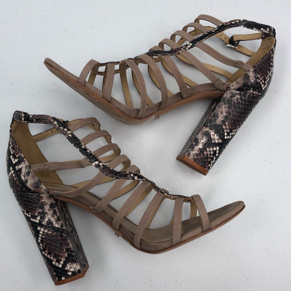 Schutz sandal snakeskin heel 10B